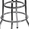 Double Ring Chrome Barstool with Black Seat - Flash Furniture