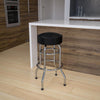 Double Ring Chrome Barstool with Black Seat - Flash Furniture