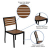 Outdoor Patio Bistro Dining Table Set with 4 Chairs and Faux Teak Poly Slats - Flash Furniture