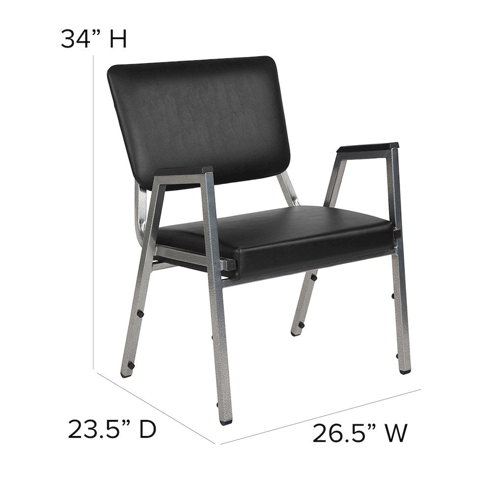 1000 lb. Rated Black Medical Reception Arm Chair with 3/4 Panel Back - Flash Furniture
