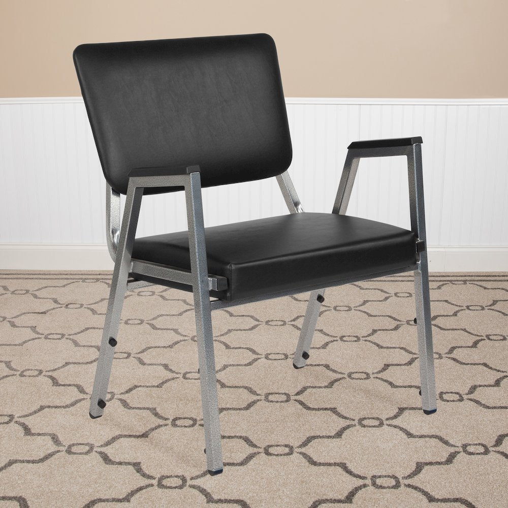 1000 lb. Rated Black Medical Reception Arm Chair with 3/4 Panel Back - Flash Furniture