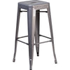 30'' High Backless Clear Coated Metal Indoor Barstool with Square Seat - Flash Furniture