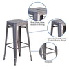 30'' High Backless Clear Coated Metal Indoor Barstool with Square Seat - Flash Furniture