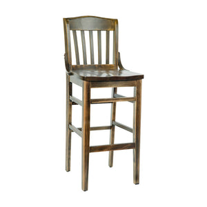 HERCULES School House Back Antique Copper Wood Restaurant Barstool - Flash Furniture