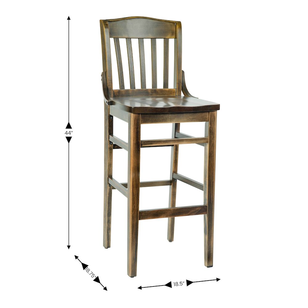 HERCULES School House Back Antique Copper Wood Restaurant Barstool - Flash Furniture