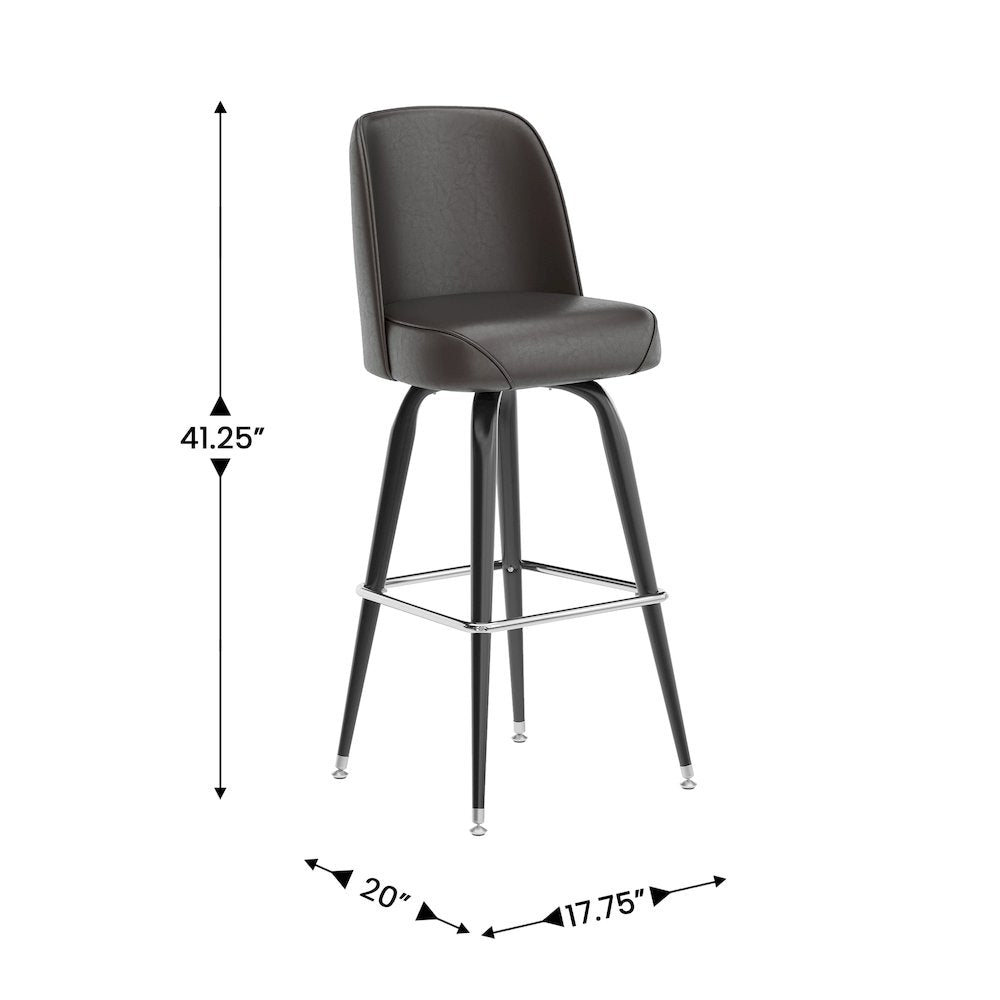 James Commercial Grade Metal Barstool with Dark Brown Swivel Bucket Seat - Flash Furniture