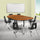 Mobile 76'' Oval Wave Activity Table Set with 18'' Student Stack Chairs, Oak/Black - Flash Furniture