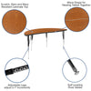 86'' Oval Wave Activity Table Set with 18'' Student Stack Chairs, Oak/Black - Flash Furniture