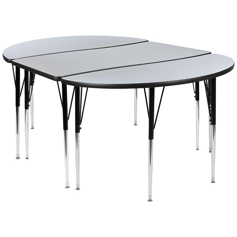 2 Piece 76'' Wave Grey Thermal Activity Table Set - Standard Height Legs - Flash Furniture