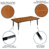 2 Piece 76'' Wave Oak Thermal Activity Table Set - Height Adjustable Short Legs - Flash Furniture