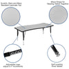 2 Piece 86'' Wave Grey Thermal Activity Table Set - Height Adjustable Short Legs - Flash Furniture