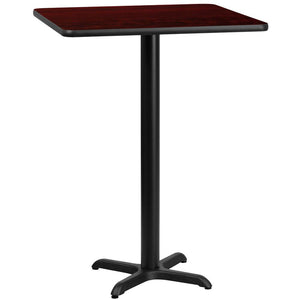 30'' Square Mahogany Laminate Table Top with 22'' x 22'' Bar Height Table Base - Flash Furniture