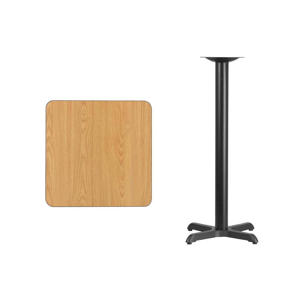 24'' Square Natural Laminate Table Top with 22'' x 22'' Bar Height Table Base - Flash Furniture