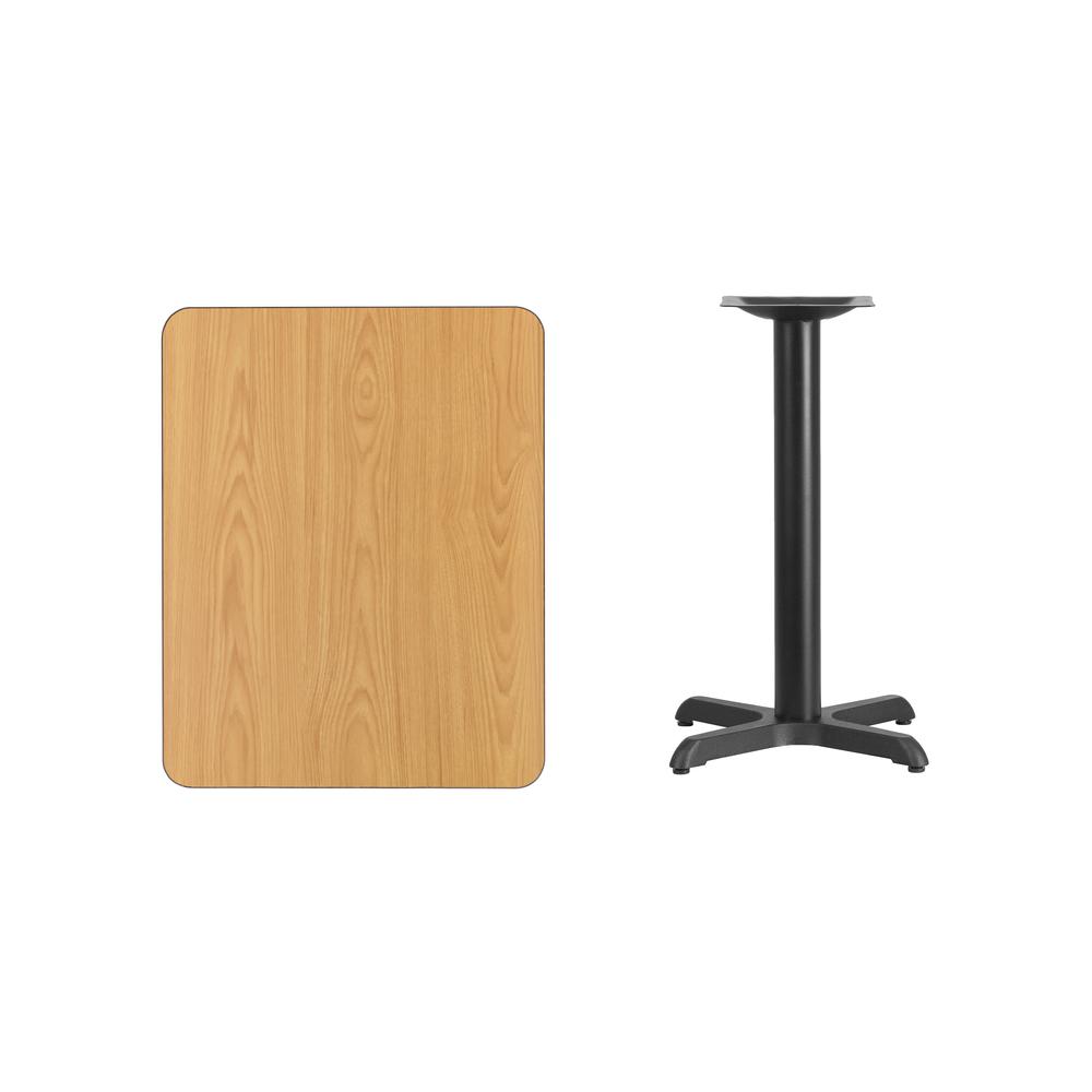 24'' x 30'' Rectangular Natural Table Top with 22'' x 22'' Table Height Base - Flash Furniture