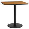 30'' Square Natural Laminate Table Top with 18'' Round Table Height Base - Flash Furniture