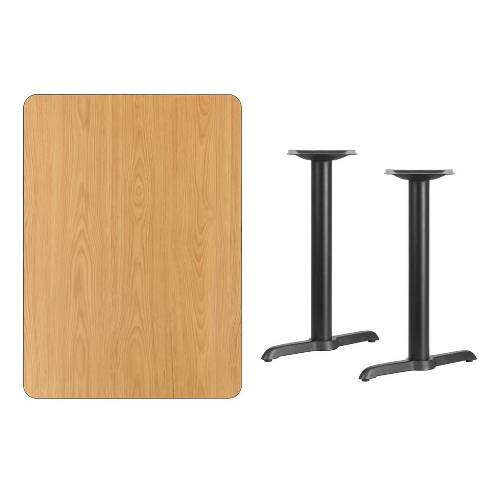 30'' x 42'' Rectangular Natural Table Top with 5'' x 22'' Table Height Bases - Flash Furniture