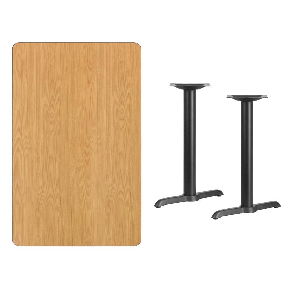 30'' x 48'' Rectangular Natural Table Top with 5'' x 22'' Table Height Bases - Flash Furniture
