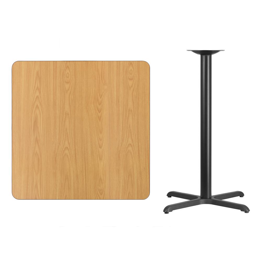36'' Square Natural Laminate Table Top with 30'' x 30'' Bar Height Table Base - Flash Furniture
