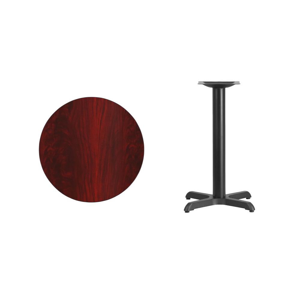 24'' Round Mahogany Laminate Table Top with 22'' x 22'' Table Height Base - Flash Furniture