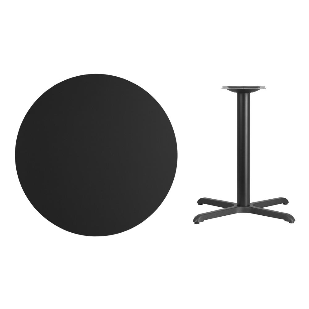 36'' Round Black Laminate Table Top with 30'' x 30'' Table Height Base - Flash Furniture