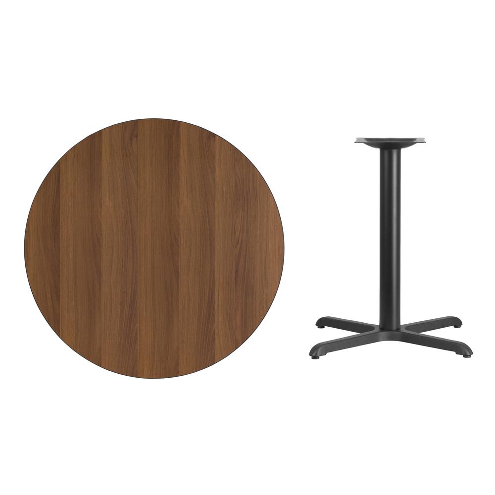 36'' Round Walnut Laminate Table Top with 30'' x 30'' Table Height Base - Flash Furniture