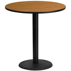 42'' Round Natural Laminate Table Top with 24'' Round Bar Height Table Base - Flash Furniture