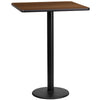 24'' Square Walnut Laminate Table Top with 18'' Round Bar Height Table Base - Flash Furniture