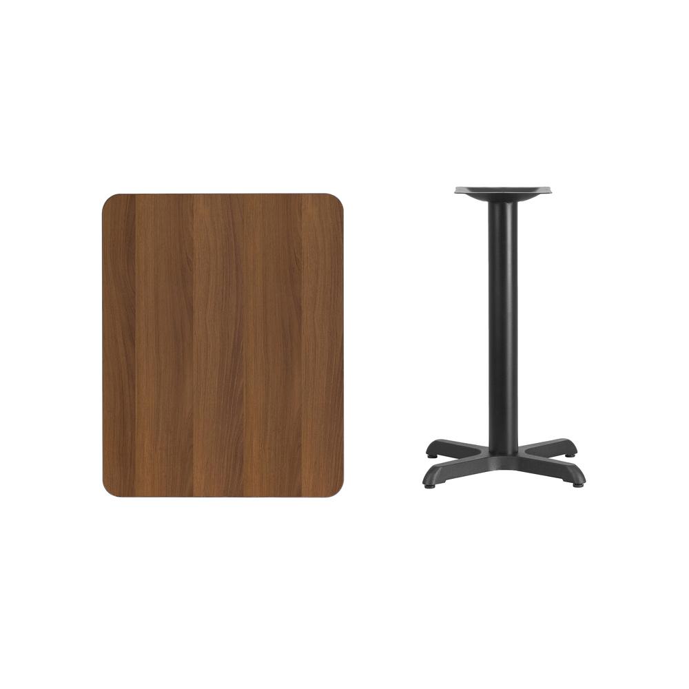24'' x 30'' Rectangular Walnut Table Top with 22'' x 22'' Table Height Base - Flash Furniture