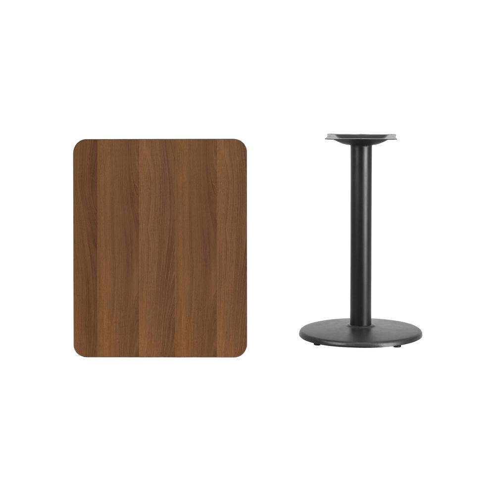 24'' x 30'' Rectangular Walnut Table Top with 18'' Round Table Height Base - Flash Furniture