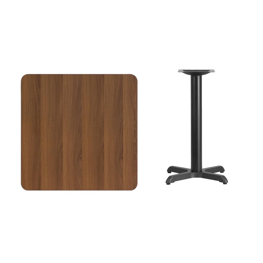 30'' Square Walnut Laminate Table Top with 22'' x 22'' Table Height Base - Flash Furniture
