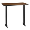 30'' x 42'' Rectangular Walnut Table Top with 5'' x 22'' Bar Height Table Bases - Flash Furniture