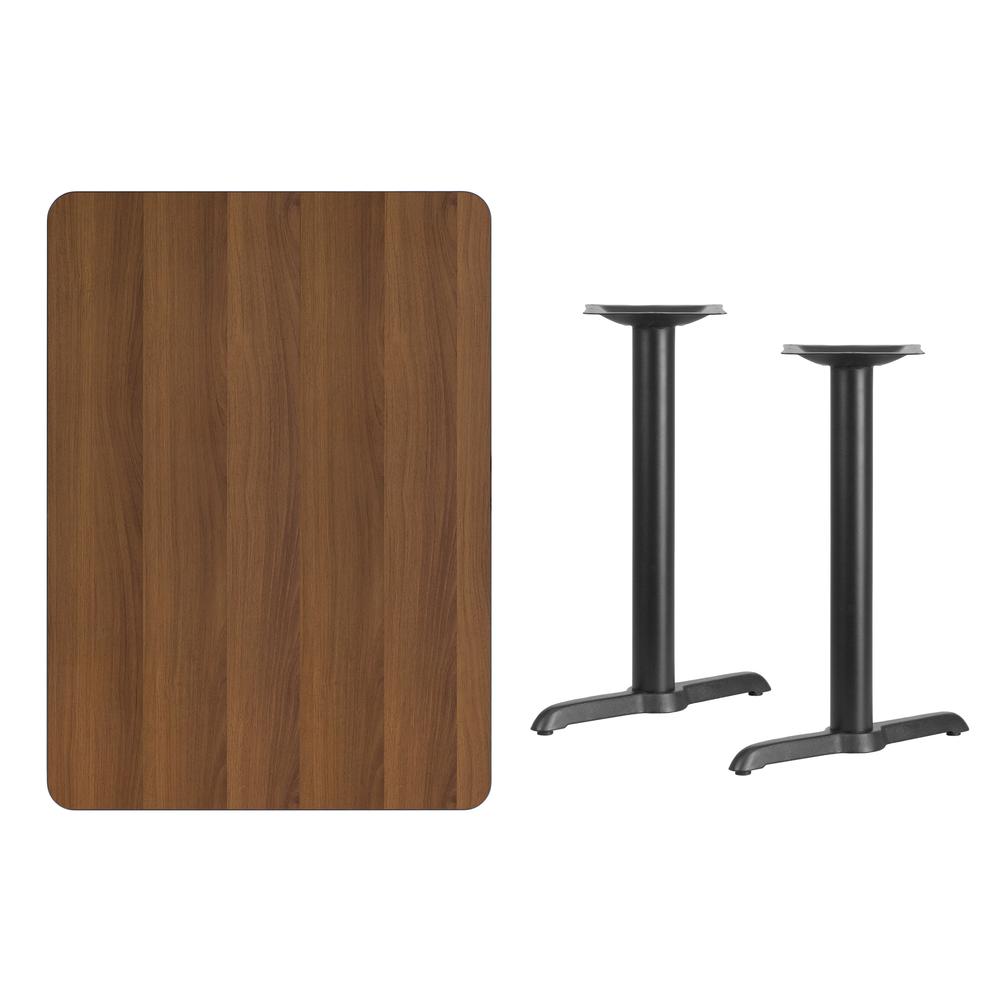 30'' x 42'' Rectangular Walnut Table Top with 5'' x 22'' Table Height Bases - Flash Furniture
