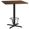 36'' Walnut Table Top with 30'' x 30'' Bar Height Table Base and Foot Ring - Flash Furniture