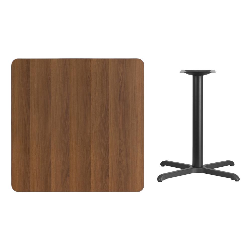 36'' Square Walnut Laminate Table Top with 30'' x 30'' Table Height Base - Flash Furniture