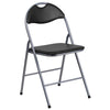 HERCULES Series Black Vinyl Metal Folding Chair with Carrying Handle - Flash Furniture