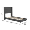 Twin Upholstered Platform Bed with Wingback Headboard, Charcoal Faux Linen - Flash Furniture
