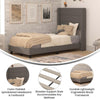 Twin Upholstered Platform Bed with Wingback Headboard, Charcoal Faux Linen - Flash Furniture