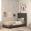 Twin Upholstered Platform Bed with Wingback Headboard, Charcoal Faux Linen - Flash Furniture
