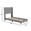 Twin Upholstered Platform Bed with Wingback Headboard, Gray Faux Linen - Flash Furniture