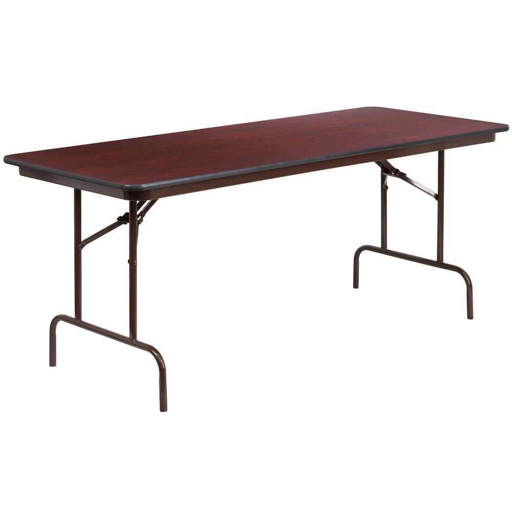 6-Foot High Pressure Mahogany Laminate Folding Banquet Table - Flash Furniture