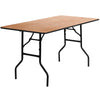 5-Foot Rectangular Wood Folding Banquet Table with Clear Coated Finished Top - Flash Furniture