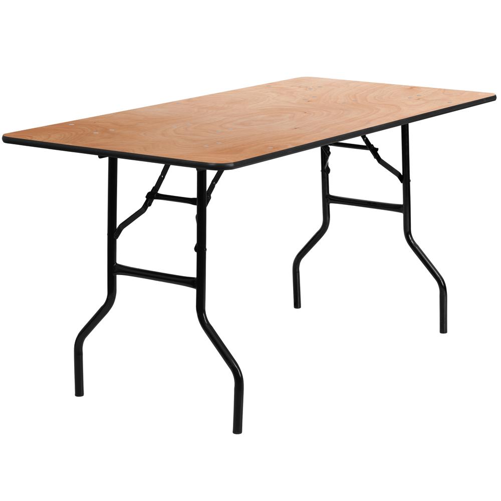 5-Foot Rectangular Wood Folding Banquet Table with Clear Coated Finished Top - Flash Furniture