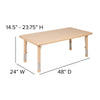 24''W x 48''L Rectangular Natural Plastic Height Adjustable Activity Table - Flash Furniture