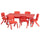 24''W x 48''L Red Plastic Height Adjustable Activity Table Set with 6 Chairs - Flash Furniture