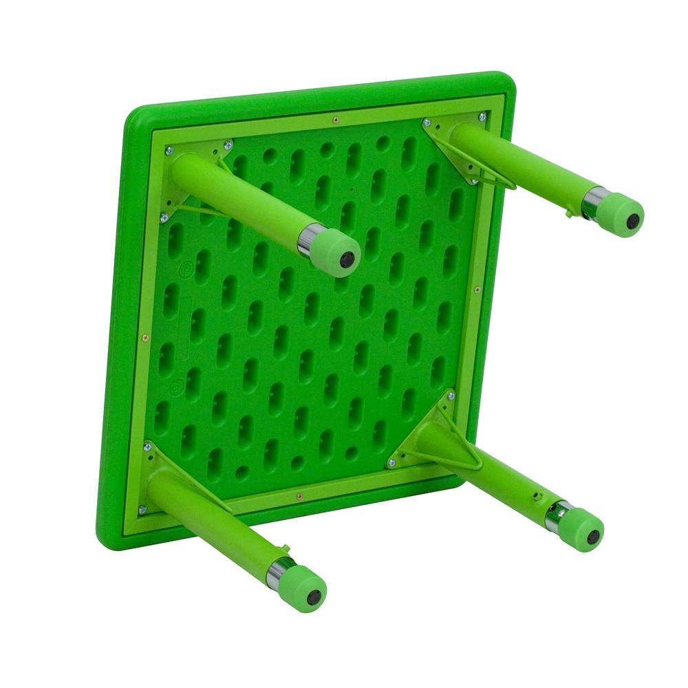 24'' Square Green Plastic Height Adjustable Activity Table - Flash Furniture