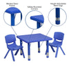 24'' Square Blue Plastic Height Adjustable Activity Table Set with 2 Chairs - Flash Furniture