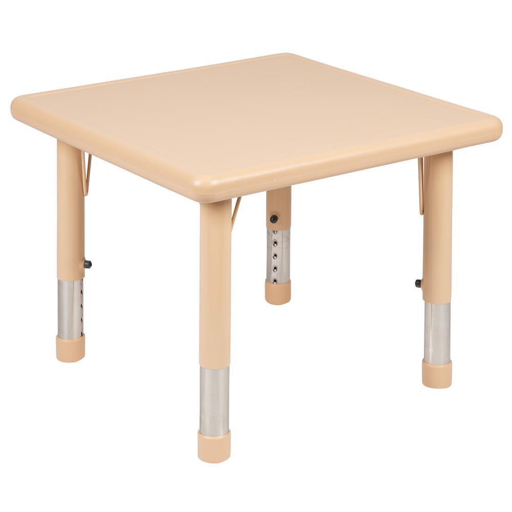 24'' Square Natural Plastic Height Adjustable Activity Table Set with 4 Chairs - Flash Furniture