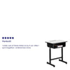 Student Desk with Grey Top and Adjustable Height Black Pedestal Frame - Flash Furniture