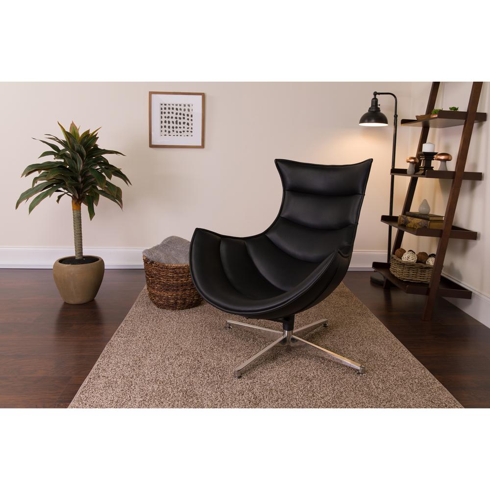 Black LeatherSoft Swivel Cocoon Chair - Flash Furniture