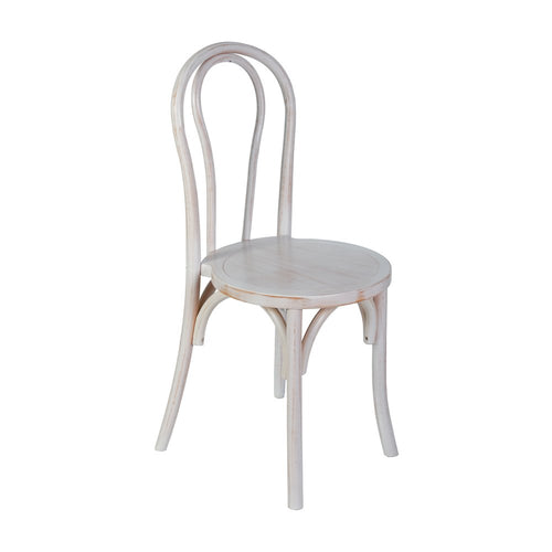 Betsy Commercial Grade White Wash Thonet Style Solid Wood Stackable Dining Chair - Flash Furniture